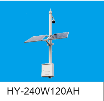 HY-240W120AH 太阳能供电系列：横臂双光伏板、监控设备与立杆式设备箱