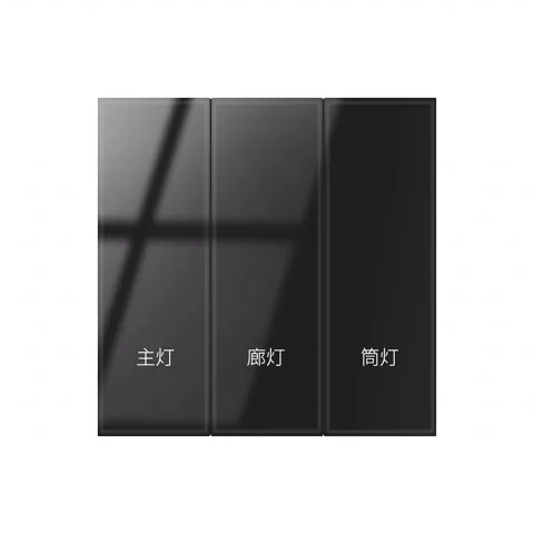 M6竖版钢化玻璃零火三开 面板图